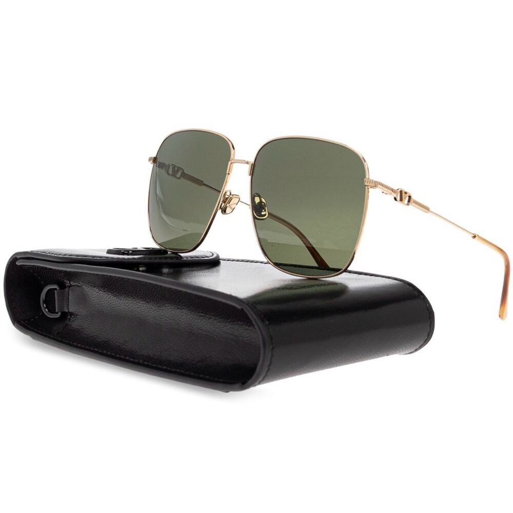 New! Valentino VLS 171A, Gold Frame With Green Lenses Sunglasses, Authentic - Picture 3 of 10